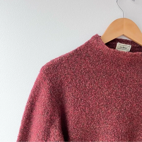 Vintage L.L. Bean Wool Blend Mock Neck Sweater Dark Red/Maroon/Rust - Picture 4 of 4
